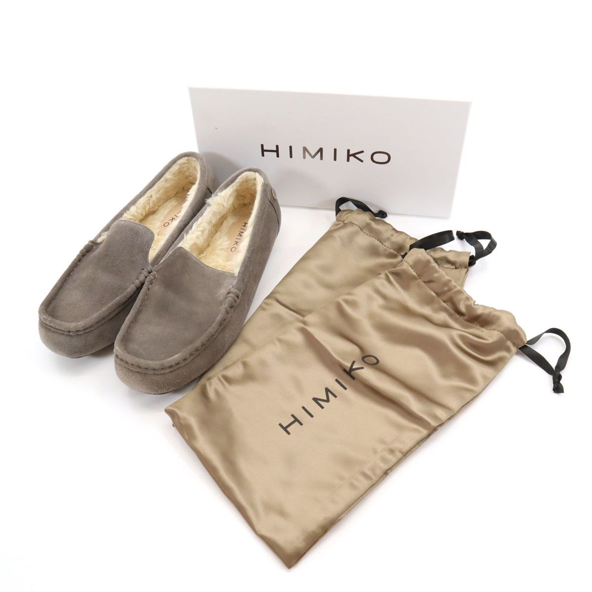 HIMIKO 卑弥呼 モカシン 25 グレー スエード ボア 箱付き
