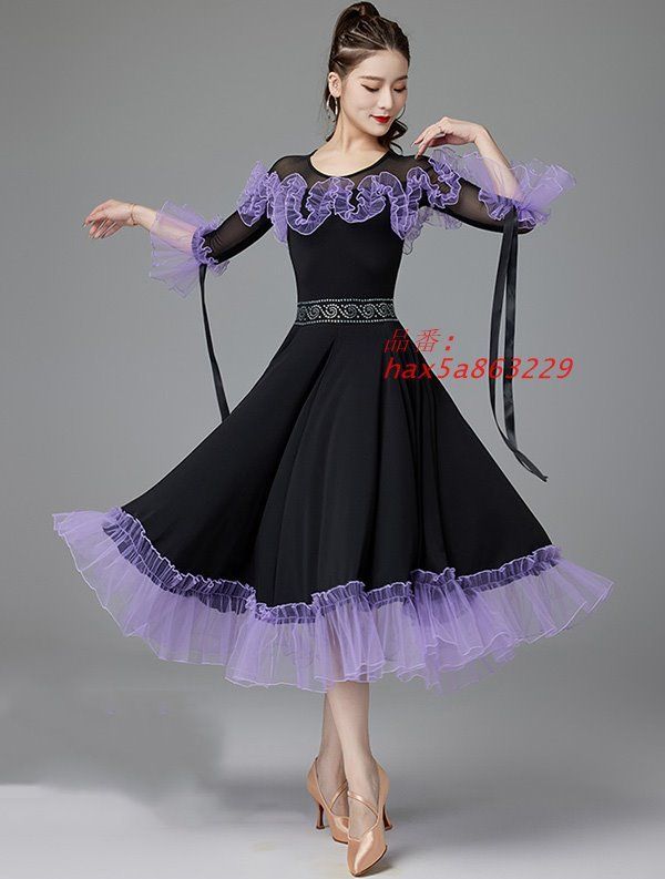 【正規品販売】 社交ダンス ドレス 練習着 ドレス パーティー フリル ワンピース 社交ダンス 社交ダンス衣装 ドレス hax5a863229