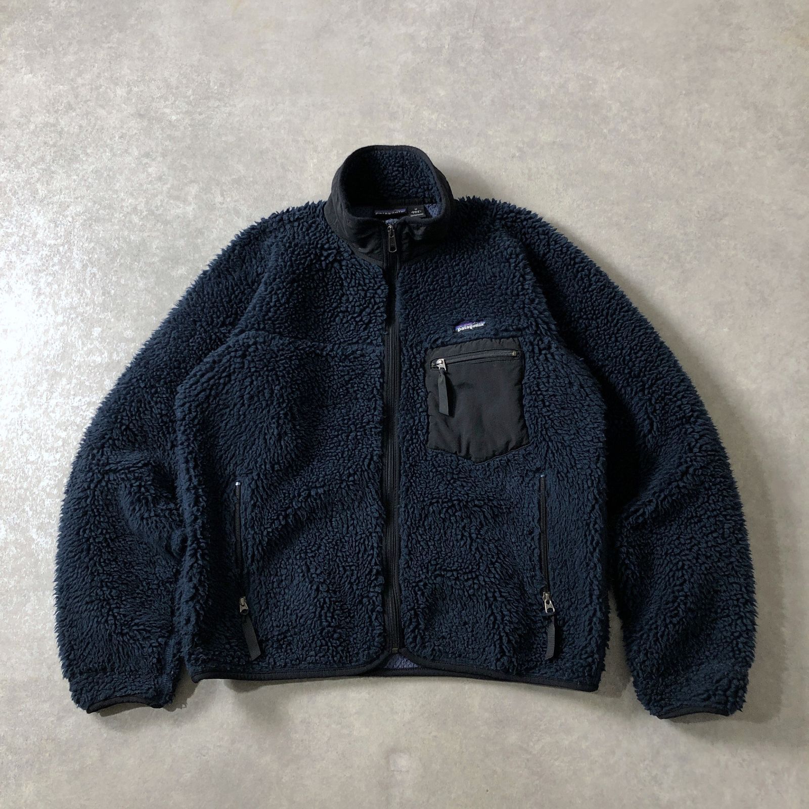 02'年製 patagonia USA製 CLASSIC RETRO CARDIGAN クラシック レトロ カーディガン フリース ブルゾン ジャケット パタゴニア ネイビー
