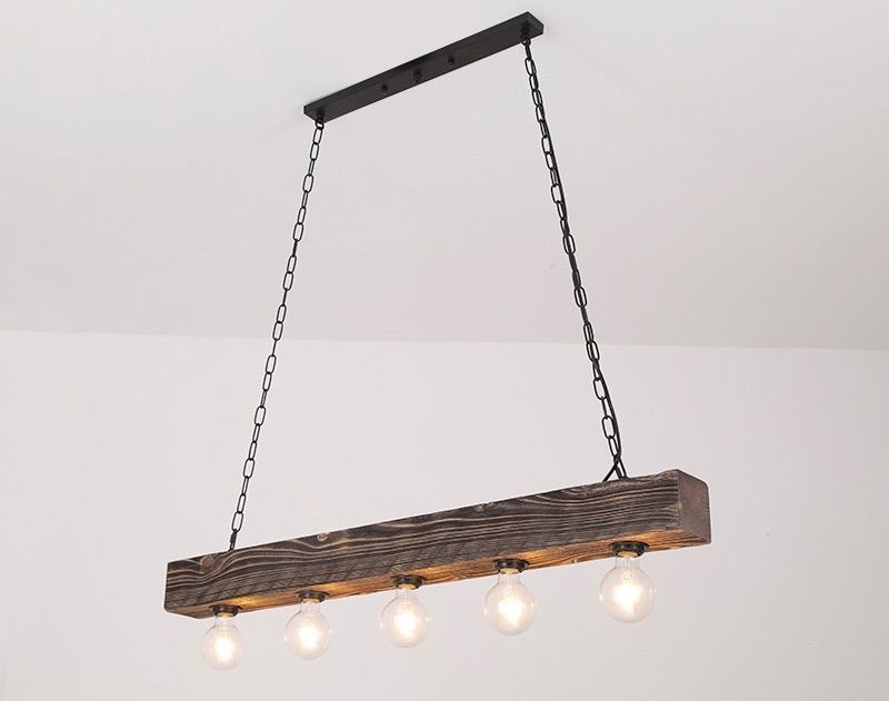 LED電球付きペンダントライト 木製