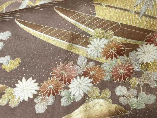 平和屋着物○訪問着 駒刺繍 流水御所車枝花文 暈し染め