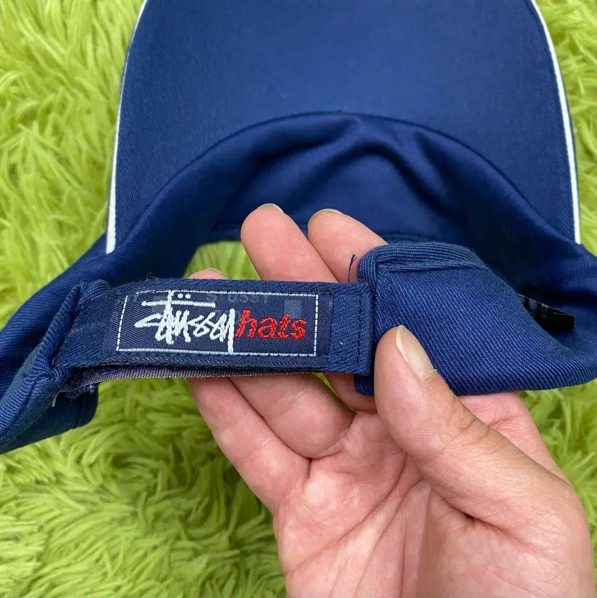 stussy ステューシー　サンバイザー　シャネルロゴ STUSSY - STUSSY ステューシー シャネルロゴ 海軍 キャップ 帽子