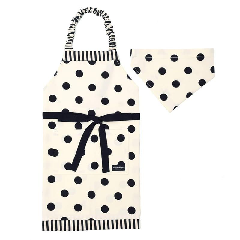 COLORFUL CANDY STYLE 子供用 キッズエプロン 女の子 三角巾 セット 小学生 着脱簡単 100ー120 polka dot large(twill・white)×narrow stripe(twill・black) N1249540 0