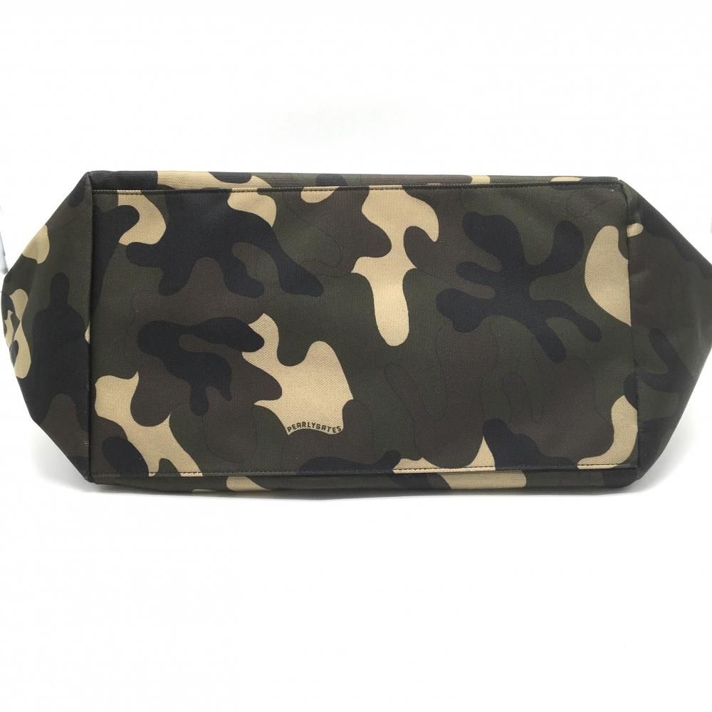 【美品】パーリーゲイツ ビッグトートバッグ カーキ×黒 カモフラ ニコちゃん 迷彩 ロッカーバッグゴルフ PEARLY GATES