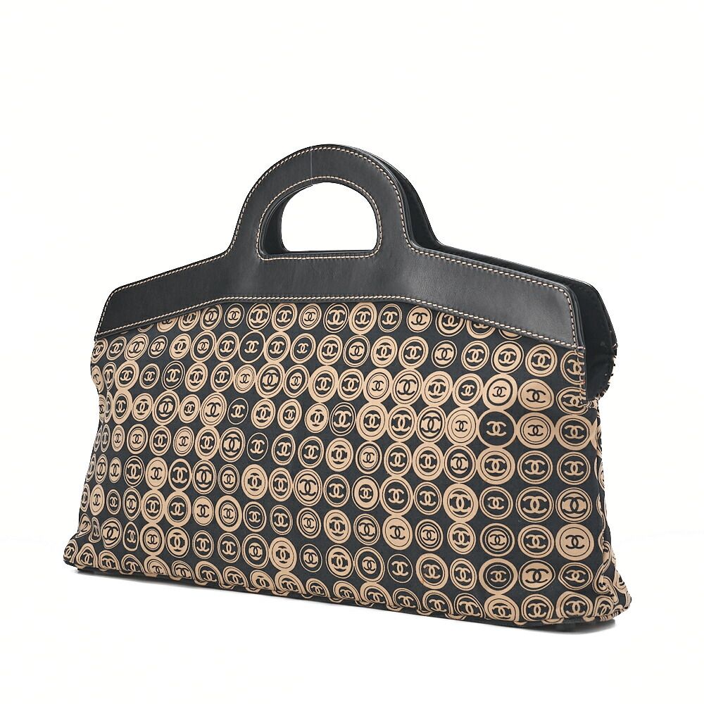 CHANEL シャネル ココマーク 総柄 ハンドバック コットン 黒×ゴールド ゴールド金具 レディースバッグ ハイブランド 送料無料