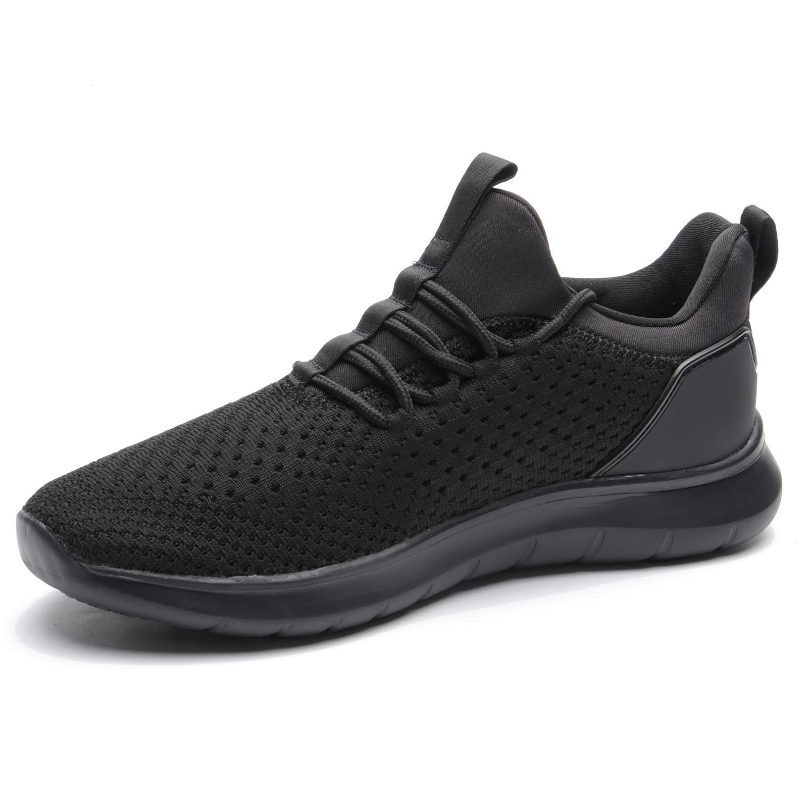 【在庫処分】ウォーキングシューズ メッシュ メンズ 厚底 カジュアル 通気性 ランニングシューズ スニーカー ニット 滑り止め 運動靴 普段履き [WOTTE] ブラック01 25.0 cm 3E