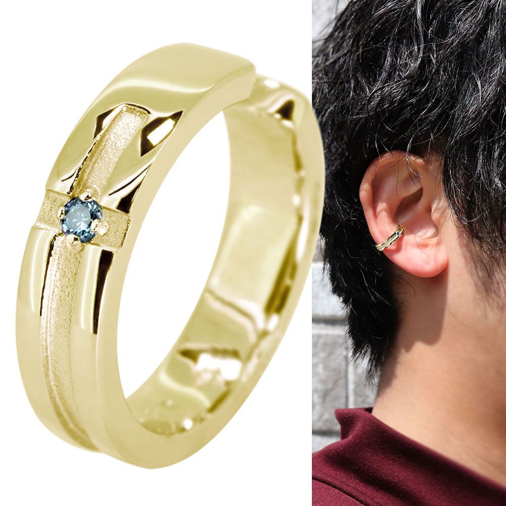 イヤーカフ メンズ 片耳用 18金 ゴールド クロスモチーフ 18k イヤカフ かっこいい 男性【受注生産の為8～10営業日程度で発送】 - メルカリ