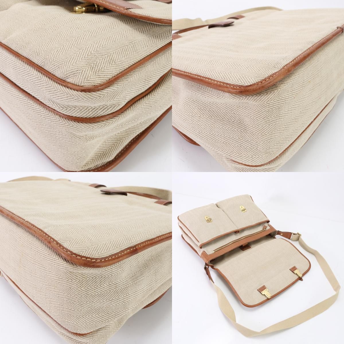AIGNER アイグナー レザー キャンバス 2WAY ショルダーバッグ 斜め掛け