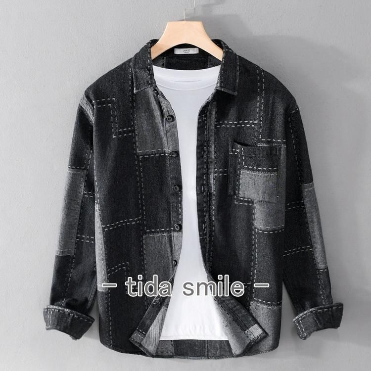 ダンガリーシャツ メンズ シャツ デニムシャツ カジュアルシャツ トップス チェック柄 長袖 春 夏 春