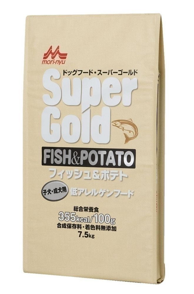 森乳サンワールド ドライフード スーパーゴールド フィッシュ＆ポテト 子犬 成犬用 低アレルゲンフード 7.5kg ドッグフード