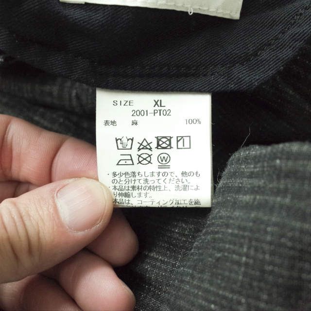KUON 20SS 麻・墨染チェック 1タックワイドパンツ 2001-PT02 - メルカリ