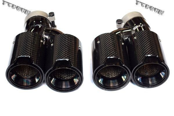 BMW対応 G30 G38 525 528 530用 カーボンマフラーカッター 4本出し 内層チタンブラック slV0260