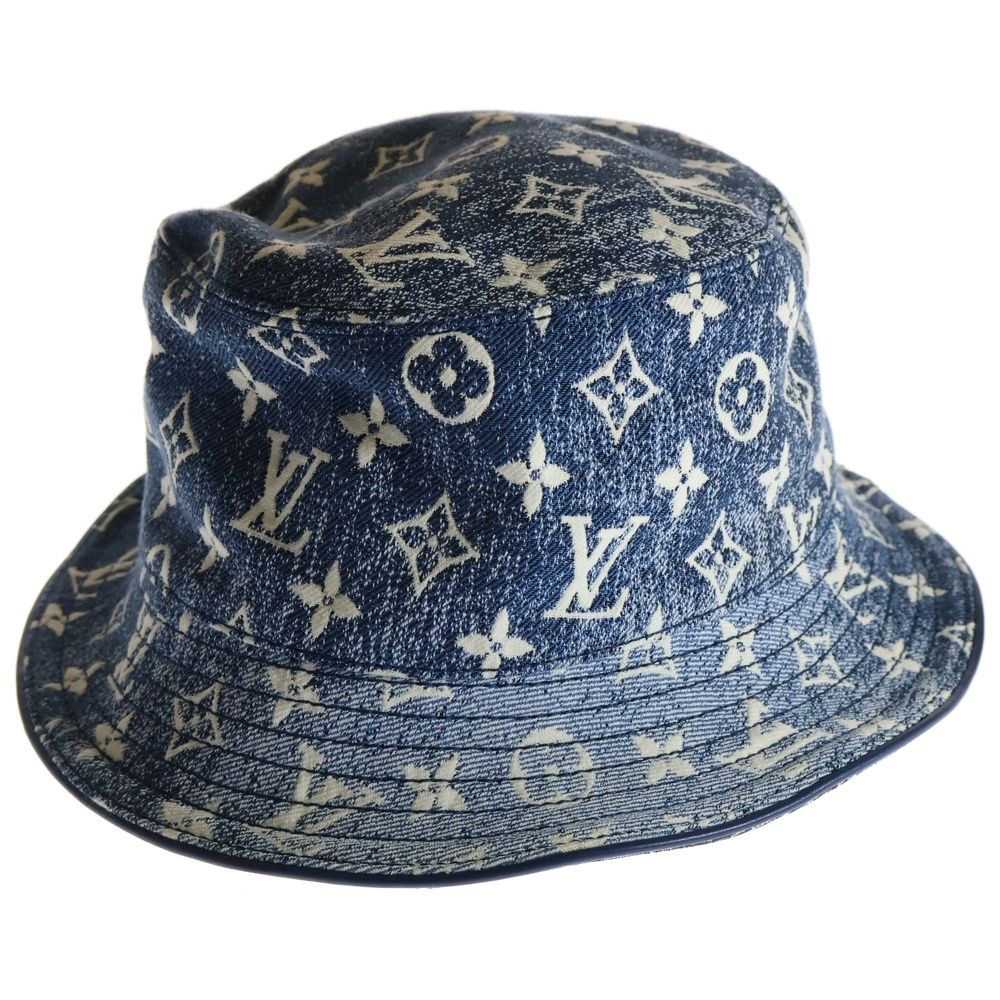 LOUIS VUITTON ルイヴィトン モノグラム デニム バケットハット 帽子 インディゴブルー M77435