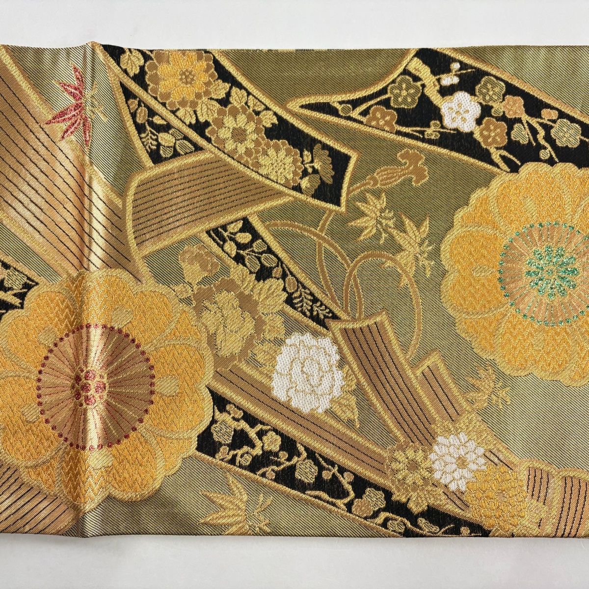 509my12◆志ま亀 唐織 袋帯 六通 花菱 金糸◆美品 509my12◇志ま亀 唐織 袋帯 六通 花菱 金糸◇美品