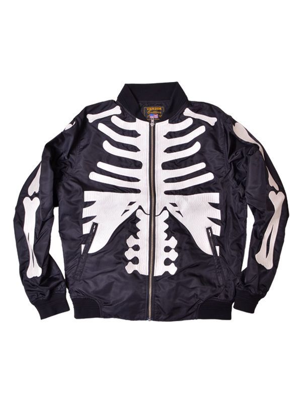 VANSON バンソン ジャケット レディース メンズ スカル ボーン ナイロンツイル 刺繍 ボーン スカル 骨 NYLON TWILL JACKET スカジャン MA-1 アメカジ NVJK-2502