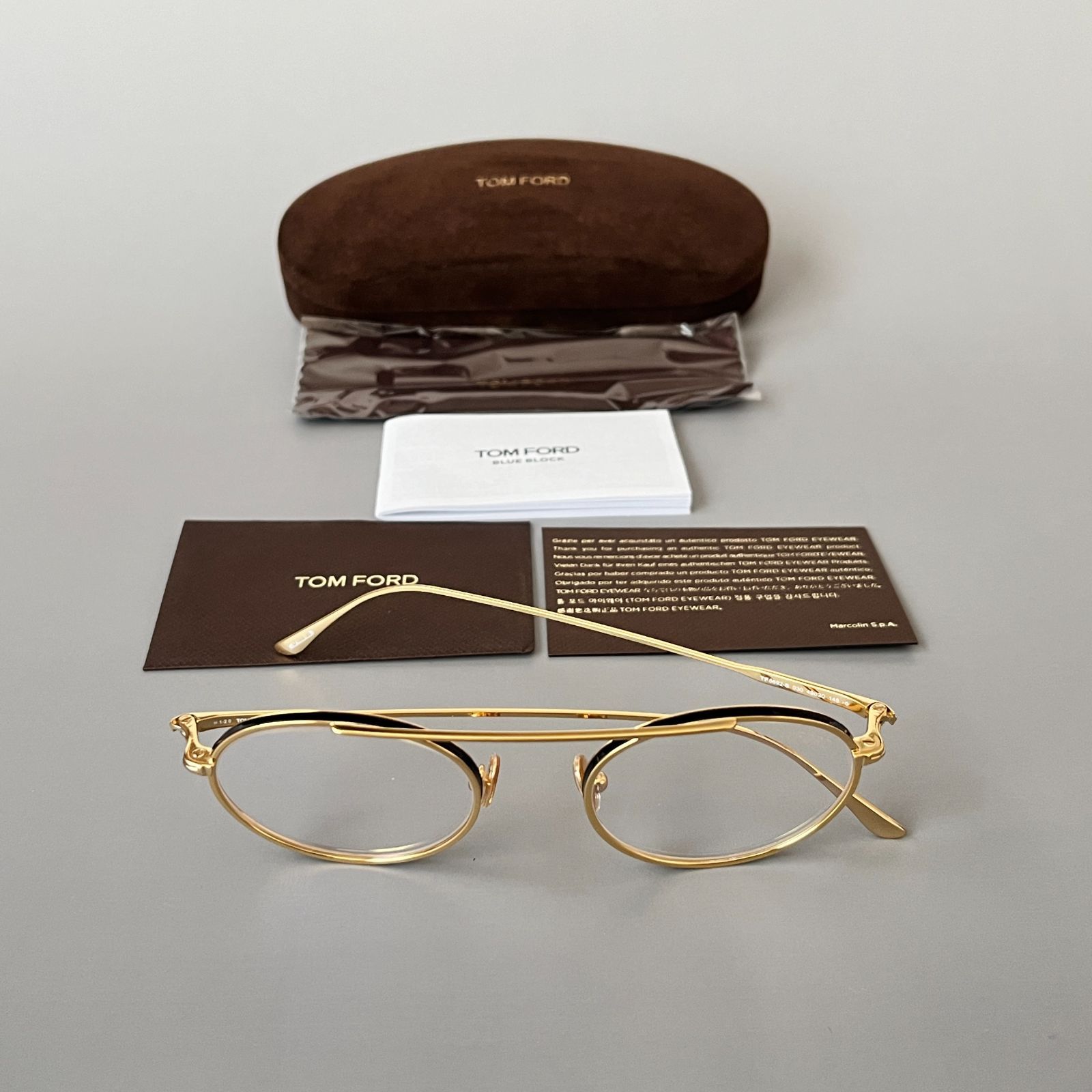 トムフォード メガネ オーバル ブラック ゴールド イタリア製