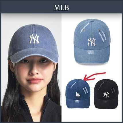 【韓国限定】MLB ドジャース ダメージキャップ 韓国限定】MLB Korea ドジャース ダメージキャップ インディゴ