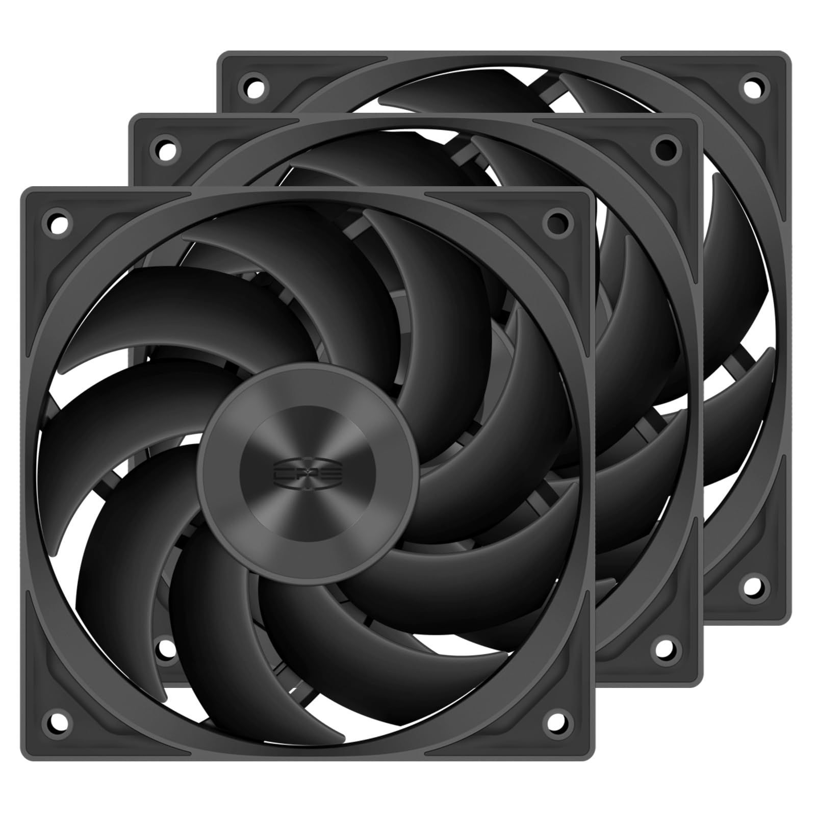 ブラック 3 パック PCCOOLER F5 R120 120mm PC ファン 高性能冷却ファン 120 mm PWM 4ピンFDBシャーシファン 4-Pin 2200 RPMデイジーチェーンPCファン 86CFM 3.2mm H2O 3モードPCシャー