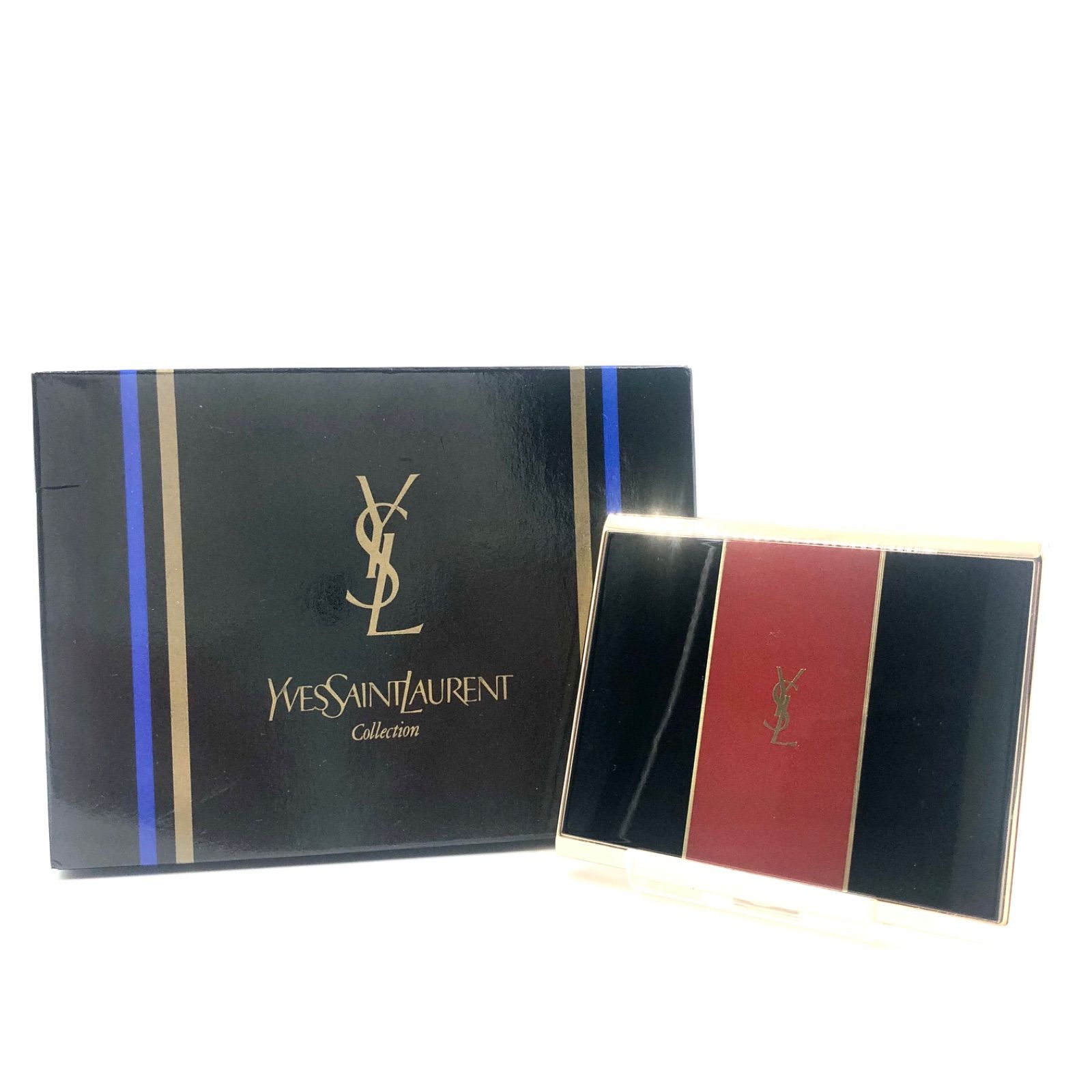 □極上美品□Yves saint Laurent イヴサンローラン YSLロゴ シガレットケース タバコ入れ カードケース 名刺入れ 金属製  ブラック×ボルドー×ゴールド 箱付き - メルカリ