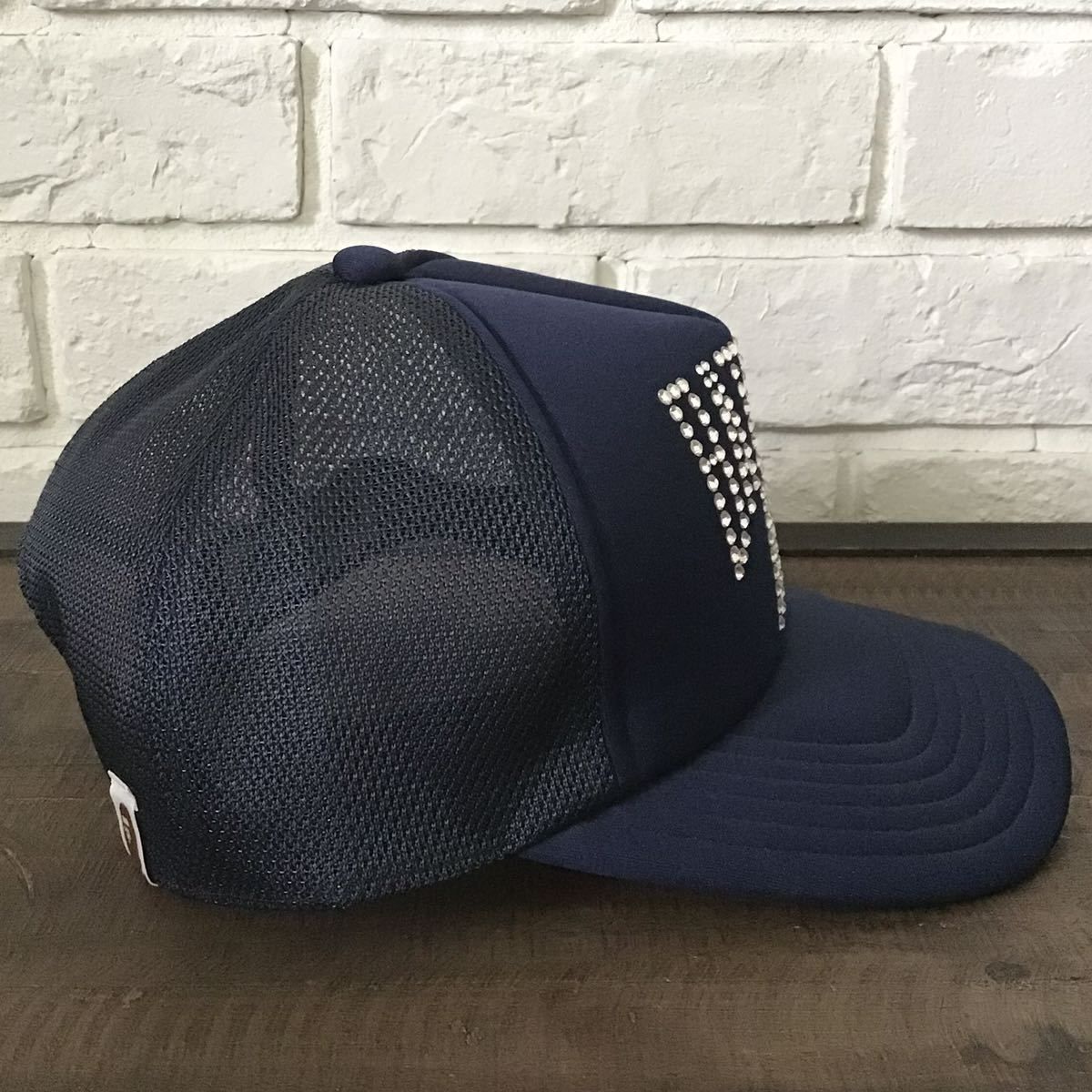 メーカー直売所 bape ape スワロフスキーメッシュキャップネイビー エイプ ベイプ 帽子