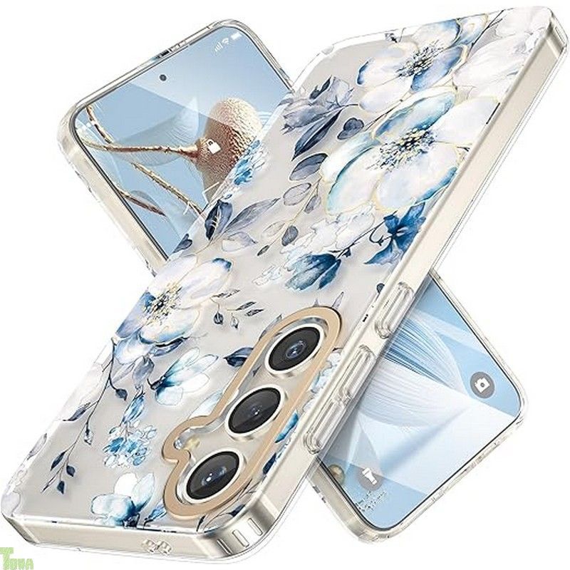 MILPROX Samsung Galaxy S25 ケース 花柄 かわいい クリア 強化ガラスフィルム付き 耐衝撃 ソフト&軽量 耐久性 おしゃれ フラワー 女性人気 6.1インチ a