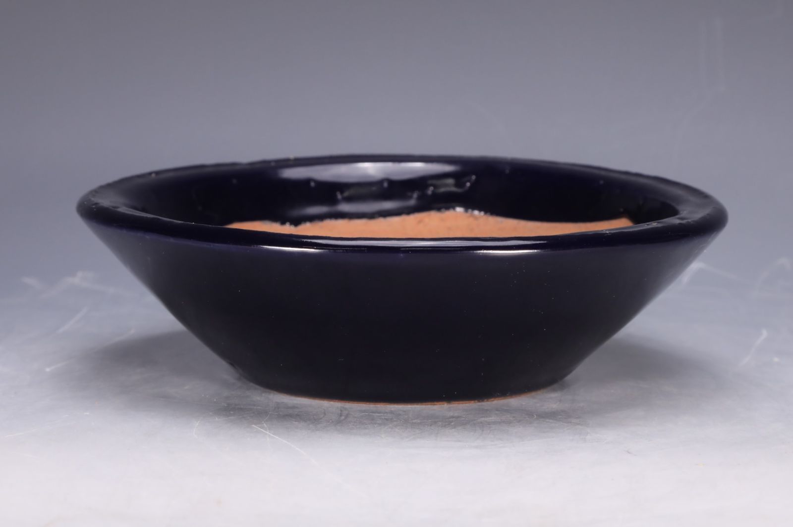 石井盆栽 常滑 青 秀峰 盆栽鉢 丸鉢 p-096