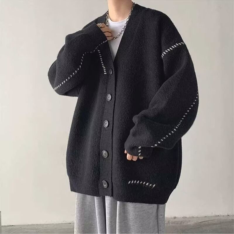 メンズ ソフト ニット カーディガン 2色 韓国ファッション 2色展開】 メンズ ニットカーディガン スリム ストリート 韓国