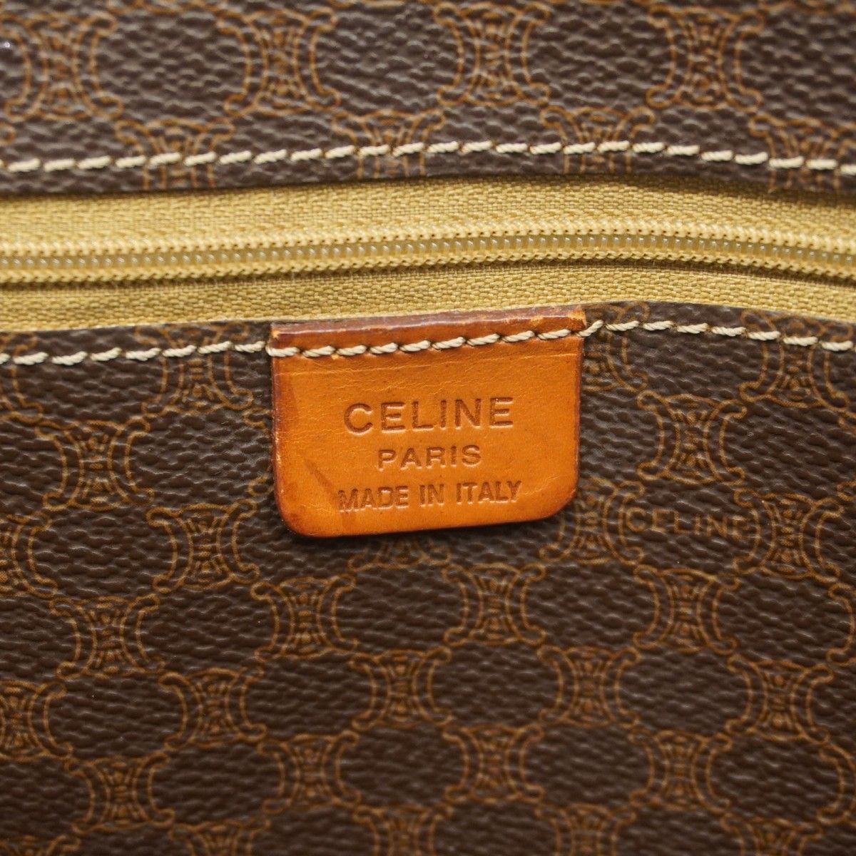5ge6475】セリーヌ トートバッグ マカダム PVC ブラウン ゴールド金具  