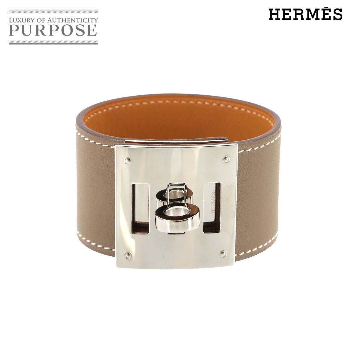 エルメス HERMES ケリードッグ バングル ブレスレット スイフト エトゥープ シルバー 金具 C刻印 アクセサリー 90296104
