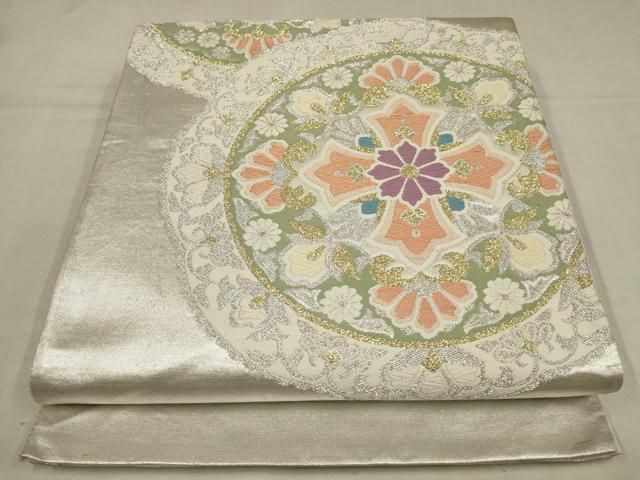 平和屋着物●極上　六通柄袋帯　優双錦　吉祥花唐草文　金銀糸　正絹　逸品　AAAT3805wj 平和屋着物○極上 六通柄袋帯 優双錦 吉祥花唐草文