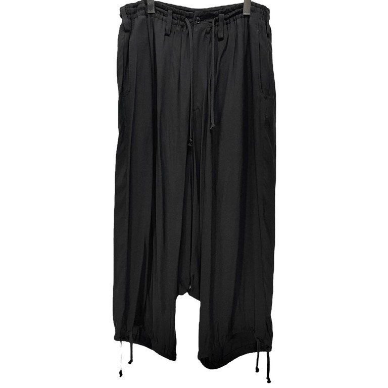 YohjiYamamotoブラックサルエルパンツ ドローストリング付き S'YTE Yohji Yamamoto レーヨンギャバジンサルエルバルーン