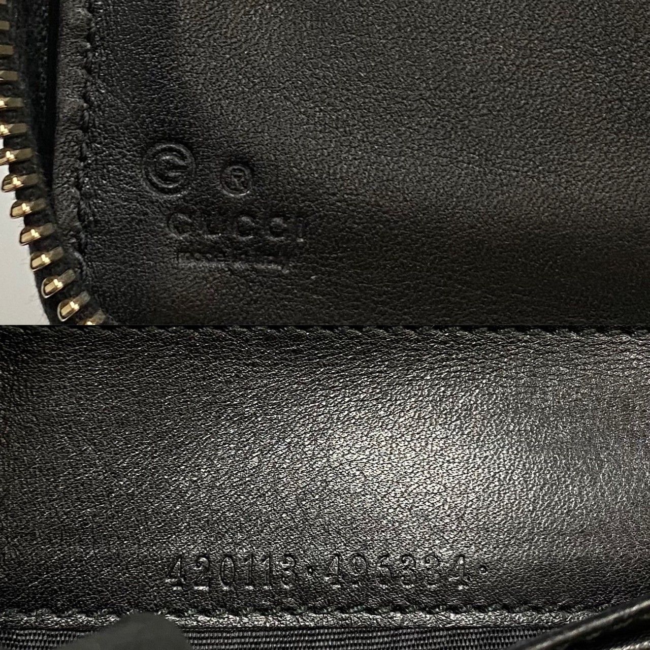 極 美品 保存箱付 グッチ シマ GG レザーラウンドジップ 二