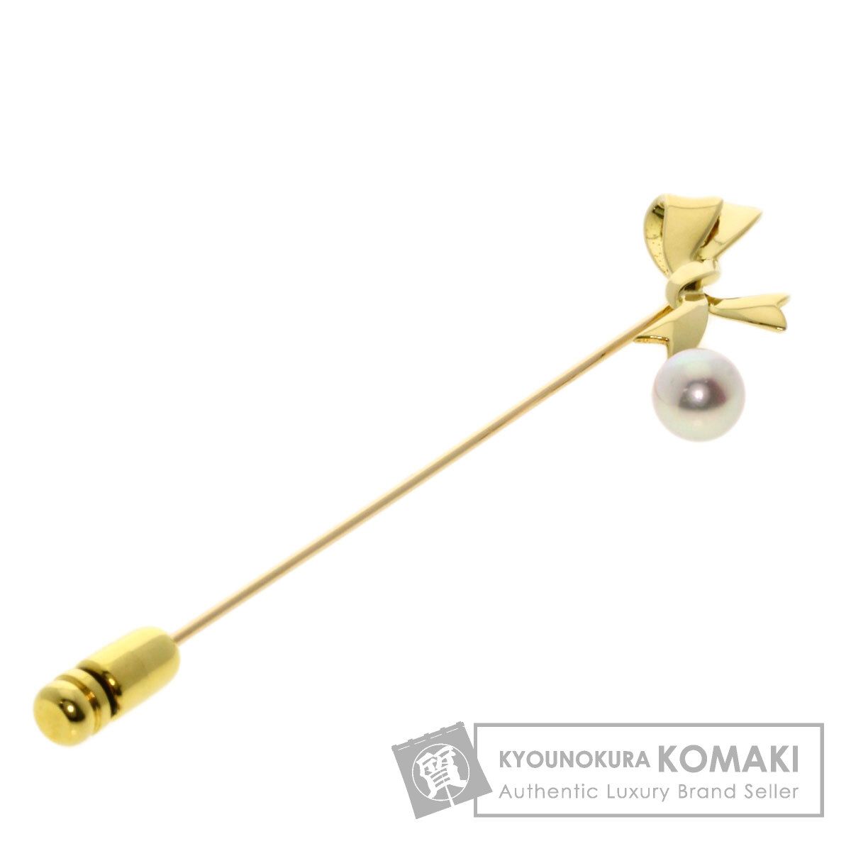 ミキモト K18YG リボンモチーフ パールブローチ MIKIMOTO ミキモト パールブローチ K18YG リボンモチーフ : 質屋