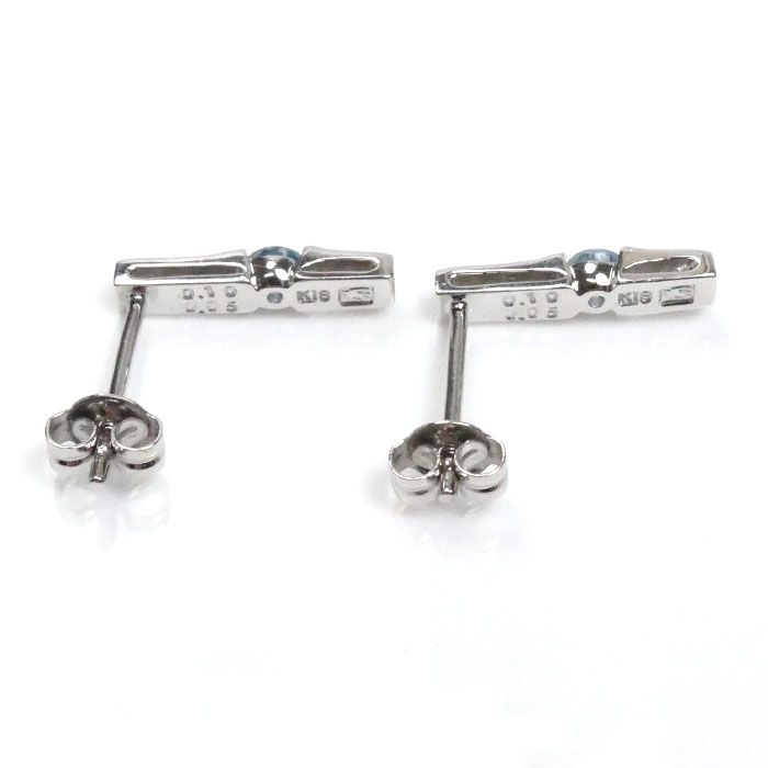 K14 WG ホワイトゴールド ピアス ☆ アクアマリン ハート ウィング 翼