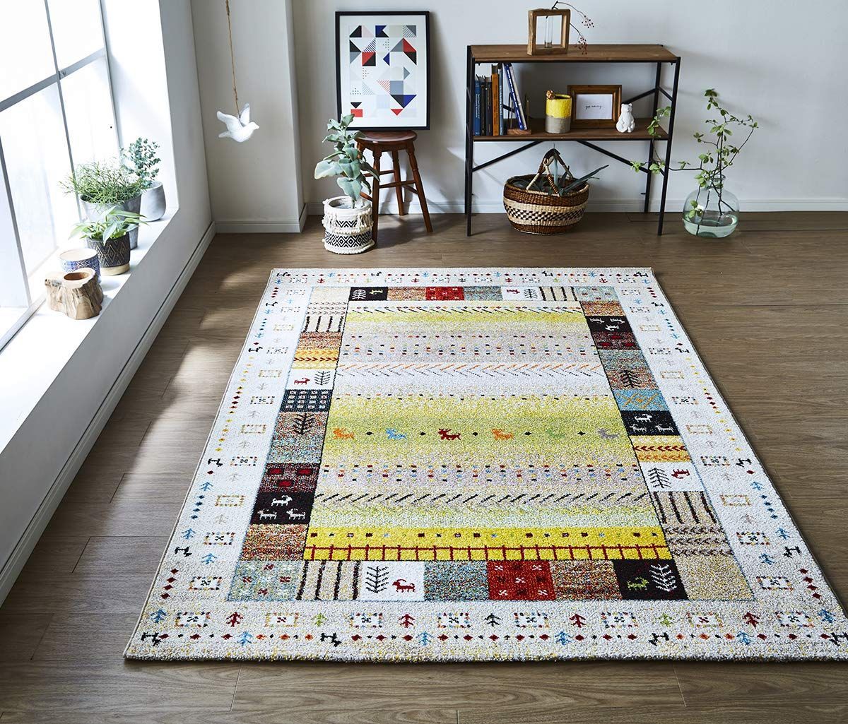 新着商品 カーペット トルコ製 ウィルトン織り ラグ イビサ ギャッペ調ラグ 約133×190cm アイボリー イケヒコ 抗菌防臭 消臭機能 へたりにくい 2348229