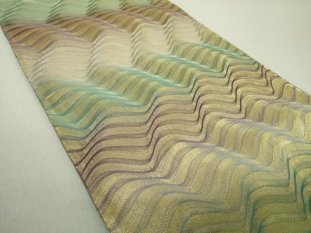 平和屋着物●ひなや工房　くむ・あむ・おる　伊豆蔵明彦　太鼓柄袋帯　波霞　金糸　正絹　逸品　DAAV6336ps 平和屋着物○ひなや工房 くむ・あむ・おる 伊豆蔵明彦 太鼓柄袋帯 波霞