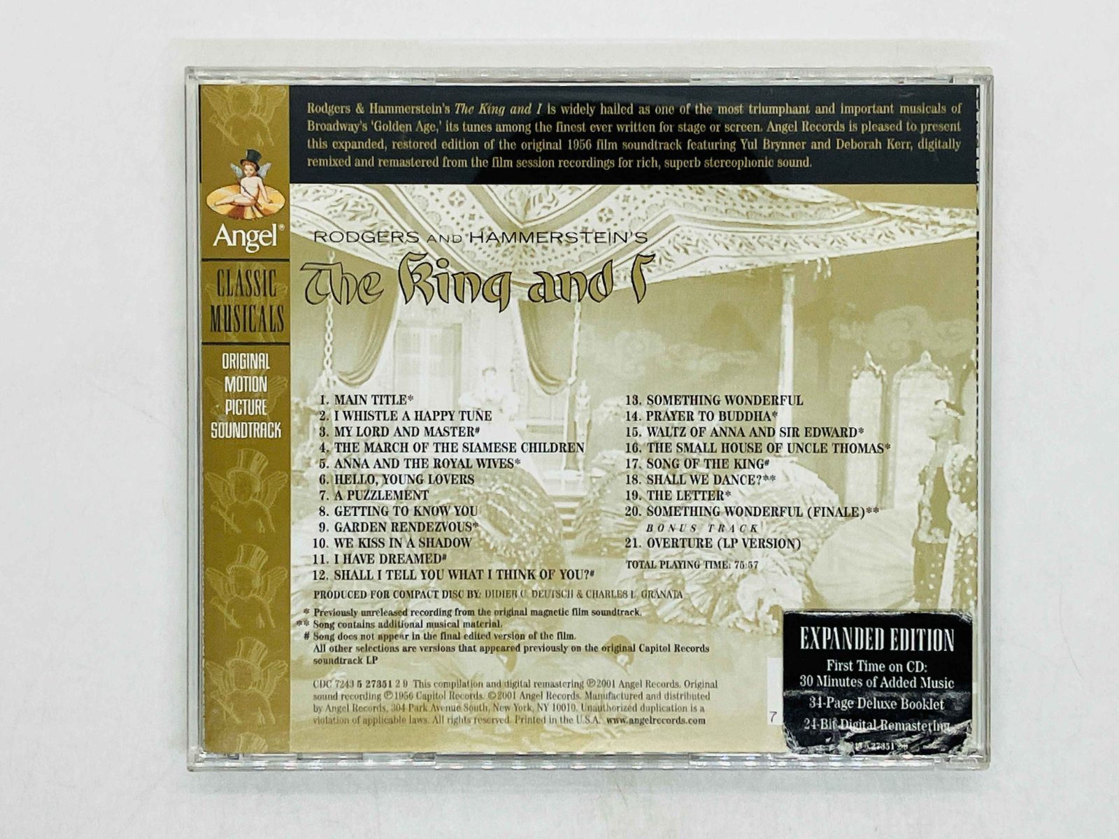 CD THE KING AND I / CLASSIC MUSICALS ORIGINAL MOTION PICTURE