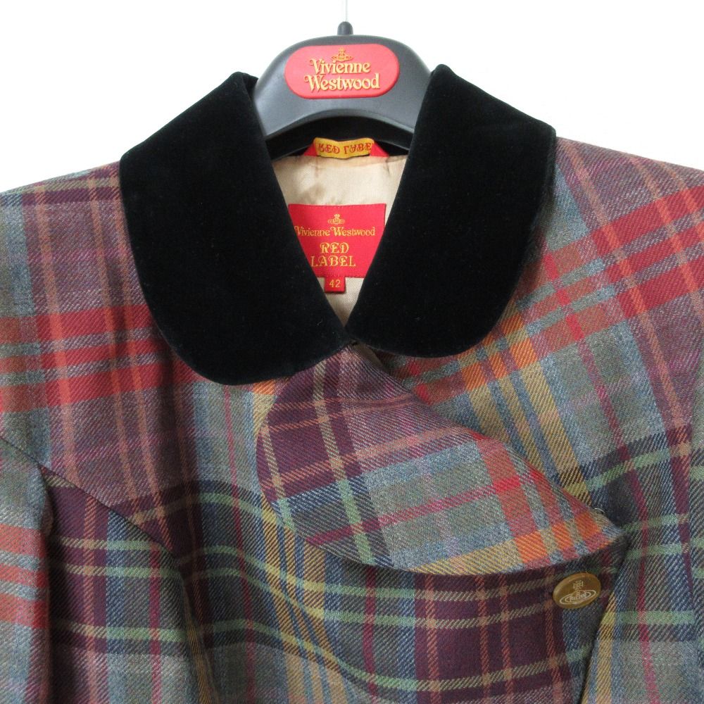 【美品】ヴィヴィアンウエストウッド　ジャケット　オーブボタン　グレンチェック 美品 Vivienne Westwood ヴィヴィアンウエストウッド レッド