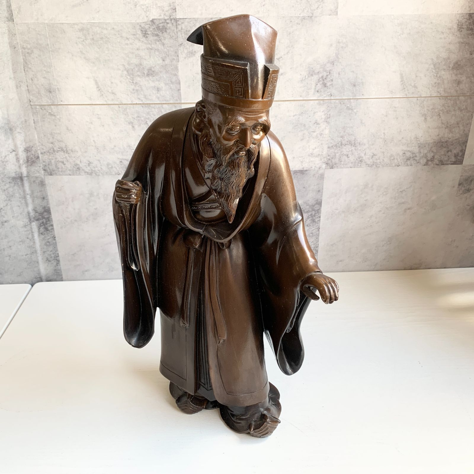 福禄寿 仙人 老人 中国 人物像 金属製 峰作 赤銅色 縁起物 めでたい