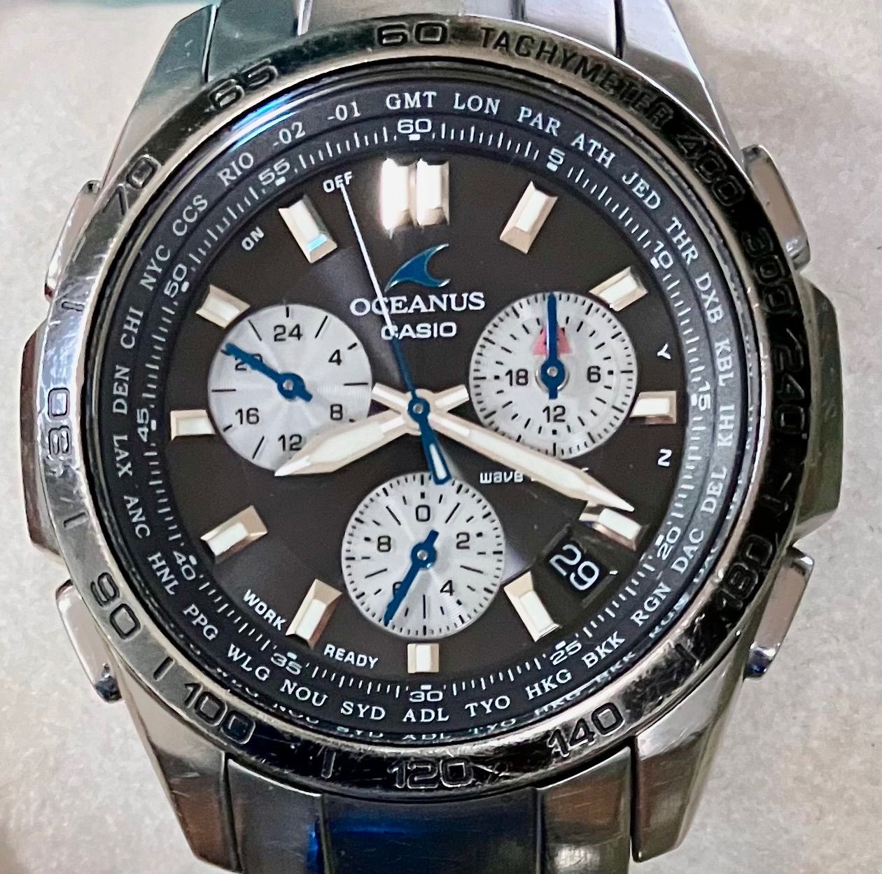 ☆稼働品☆CASIO カシオ/OCEANUS オシアナス☆電波ソーラー☆チタン☆OCW-600☆黒文字盤☆タフソーラー☆カレンダー☆メンズ腕時計☆ -  メルカリ