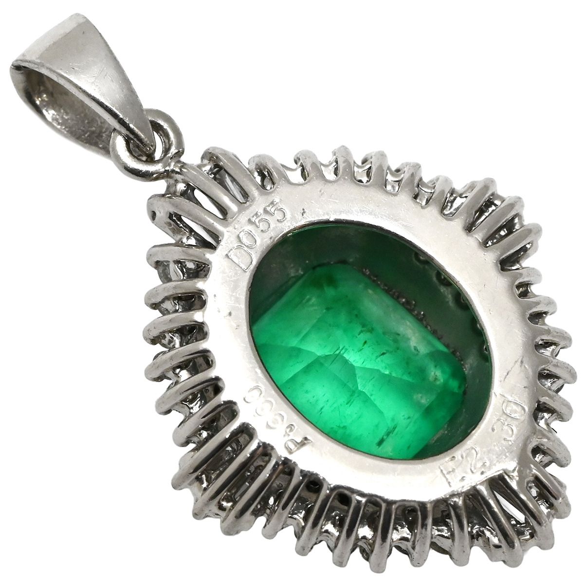 ペンダントトップ エメラルド ダイヤ Pt900 エメラルド ダイヤモンド エメラルドグリーン×プラチナシルバー 緑 ネックレストップ エメラルドカット スクエア プラチナム