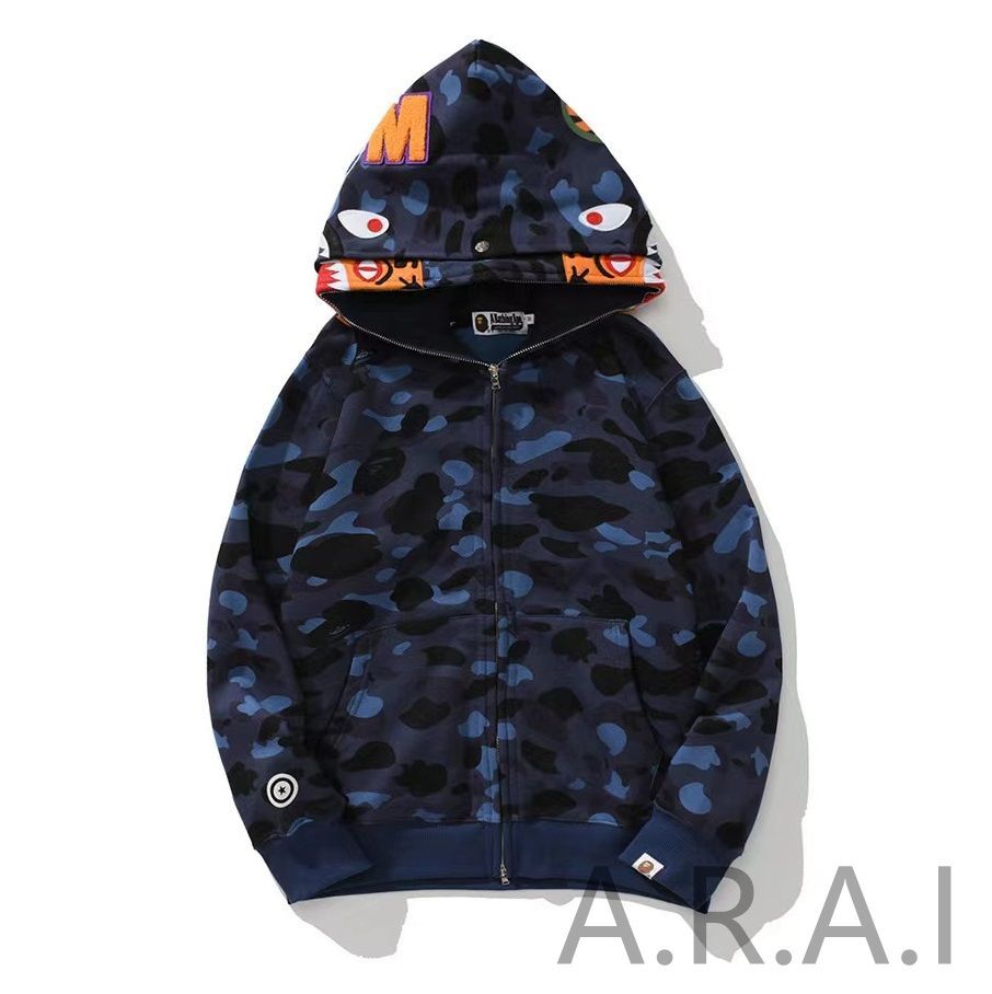 新品】【大人気】A BATHING APE アベイシングエイプ 長袖 Shark シャークパーカー メンズ レディース ネイビー 室内 アウトドア  男女兼用 おしゃれ 日常用 - メルカリ