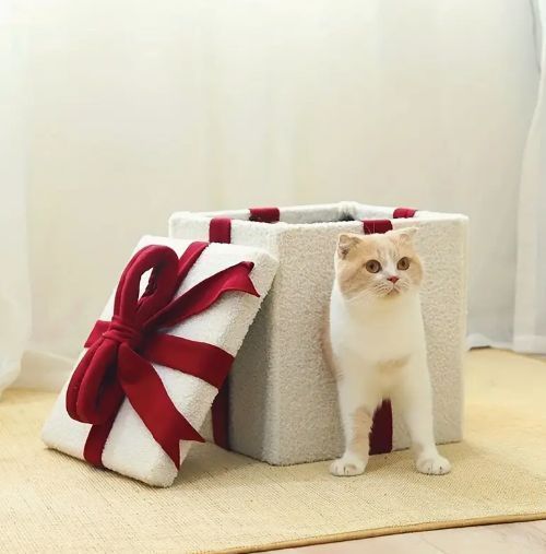 非電動ペットベッドのコージーホワイト ギフトボックス猫ハウス