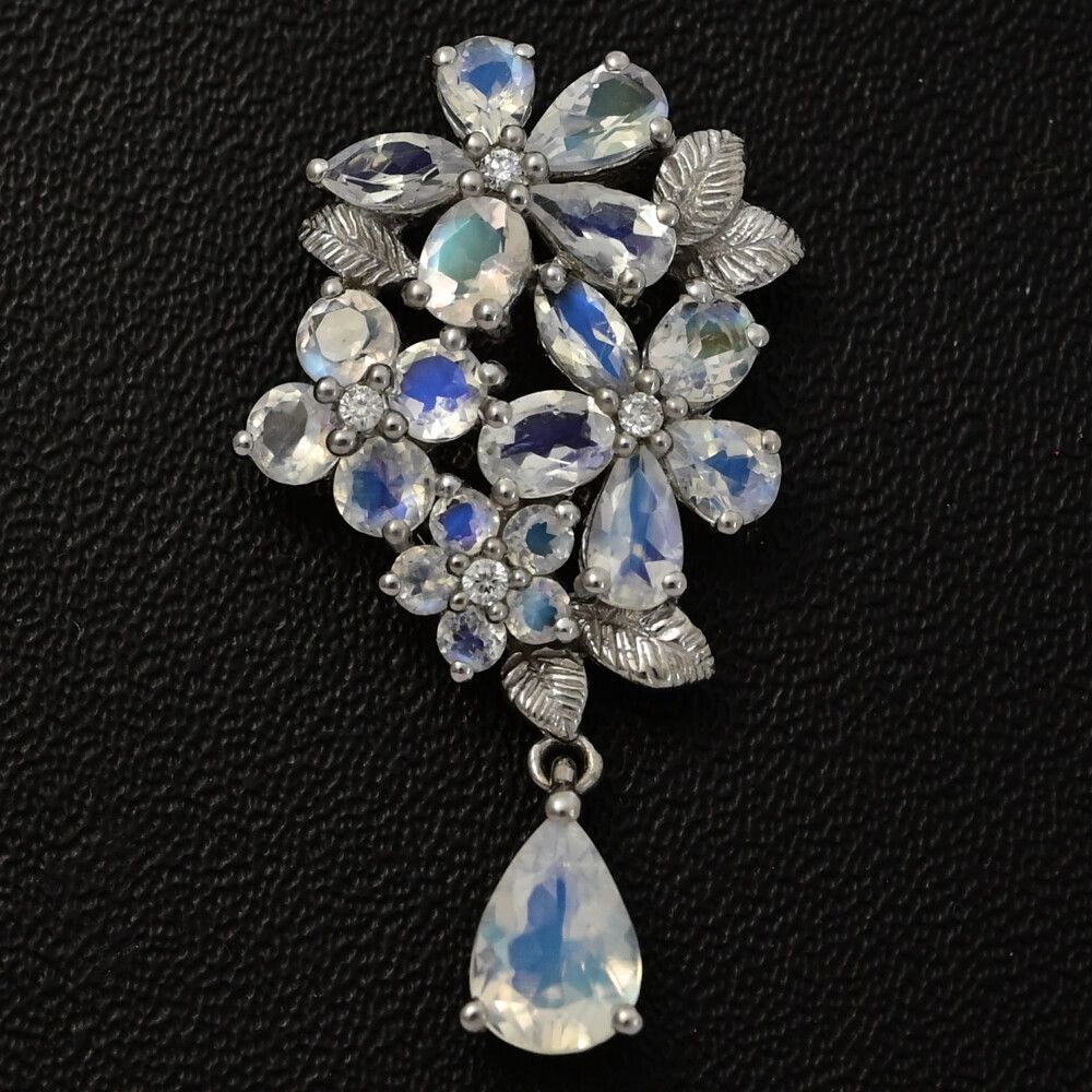 2.5ct FD 0.03ct ムーンストーン･ダイヤモンドペンダントトップ K18WG 750-3.6g ホワイトゴールド 翌日配送可 ♀ S レディース 592202