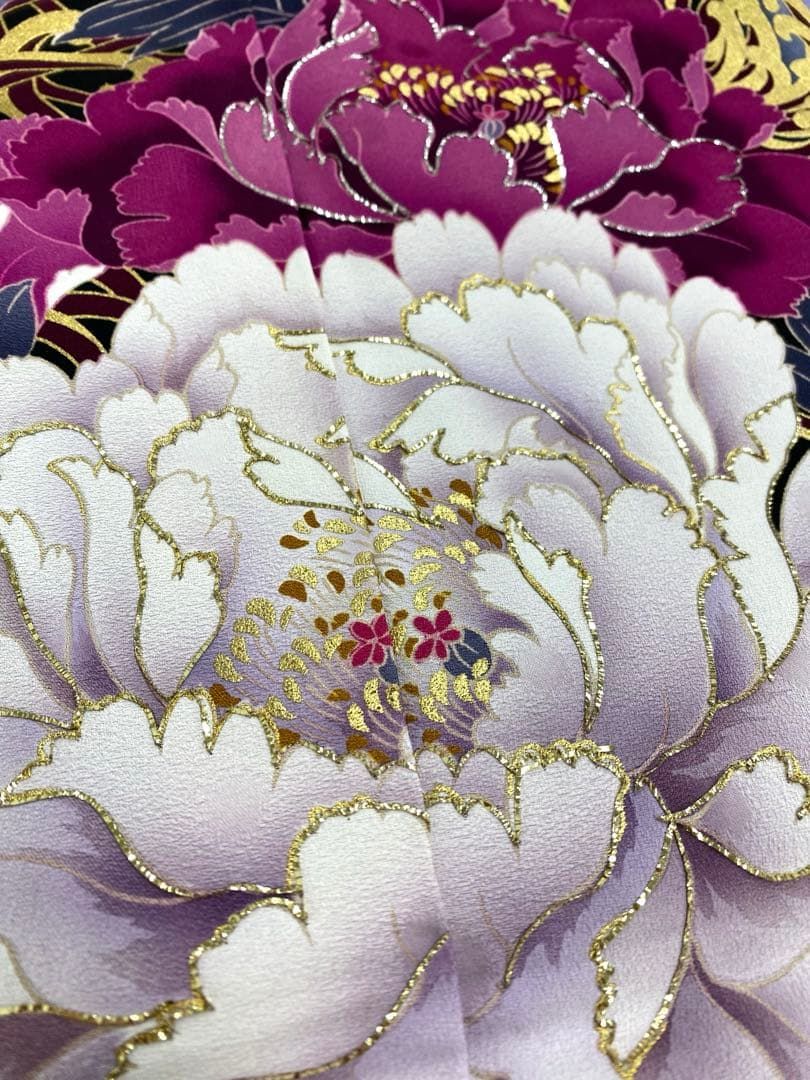 ブランド振袖 Luxjewel 仮絵羽 金彩 紋意匠 正絹 未仕立て品 八掛付き 