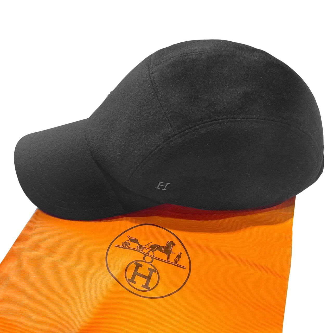 エルメス HERMES 激レア キャスケット 黒 カシミヤ100 帽子 セリエ 