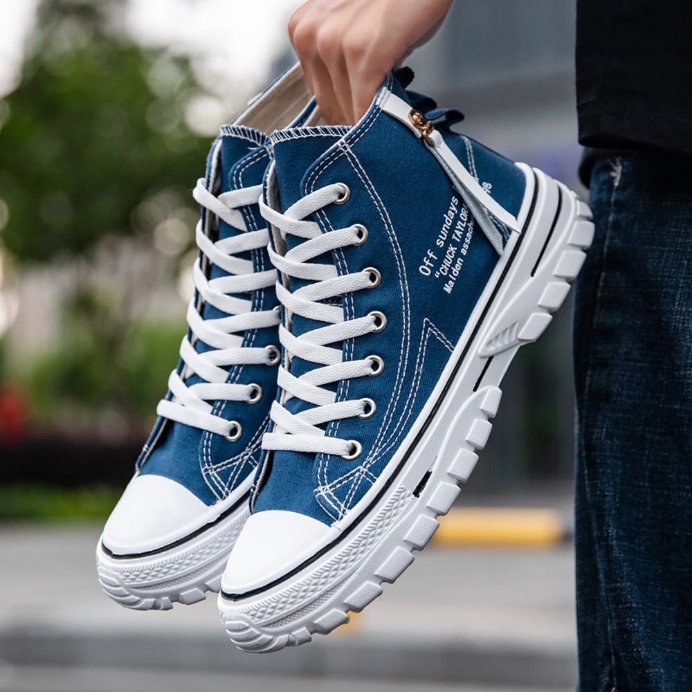 ブルー  43(26.5cm)  ハイカット 厚底スニーカー メンズ pmyshoes8833a ハイカット 厚底スニーカー メンズ 身長up ハイカットシューズ 靴 くつ クツ 運動靴 厚底 7cm 快適 ハイカット レースアップ キ