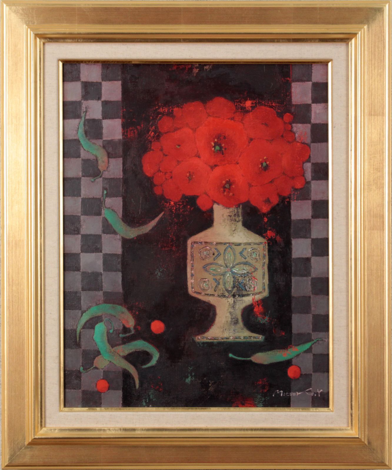 吉井光子『花との会話』油彩画【真作保証】 絵画 - メルカリ