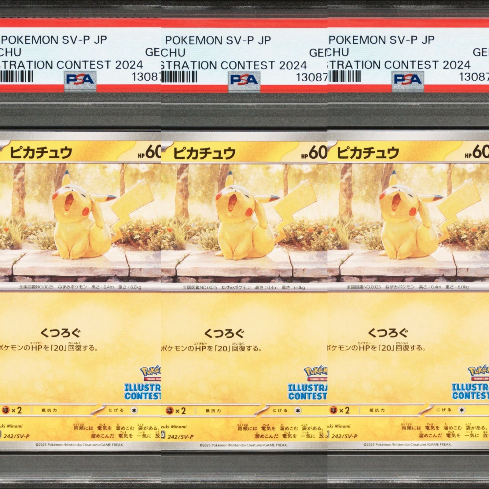 PSA10】3連番 ピカチュウ 242/SV-P 2025 ピカチュウ イラスト