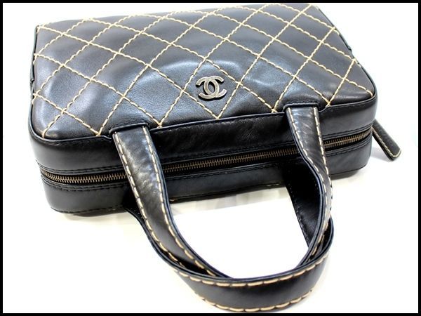 ✨美品 鑑定済✨CHANEL ワイルドステッチ ハンドバッグ ミニボストン 黒 2025年最新】シャネルワイルドステッチミニボストンの人気